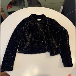 Anthropologie Black Sequin Jacket